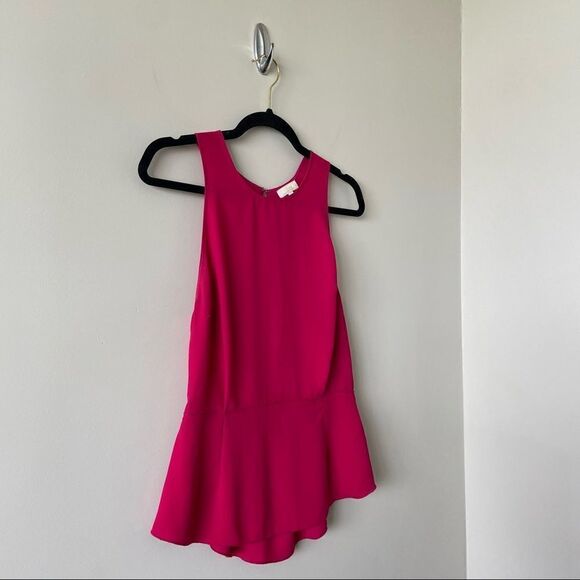 Aritzia-wilfred Raspberry Keyhole Back Peplum Tank Blouse (Size:Small) - Picture 4 of 10